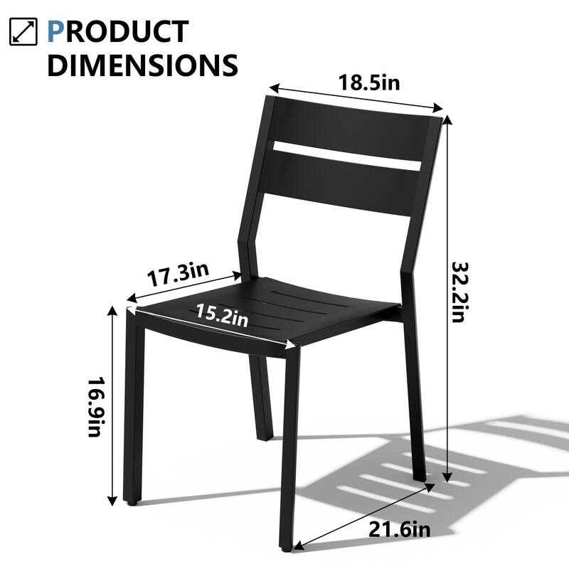VredHom Outdoor Patio Dining Chairs All-Aluminum Stackable Chair