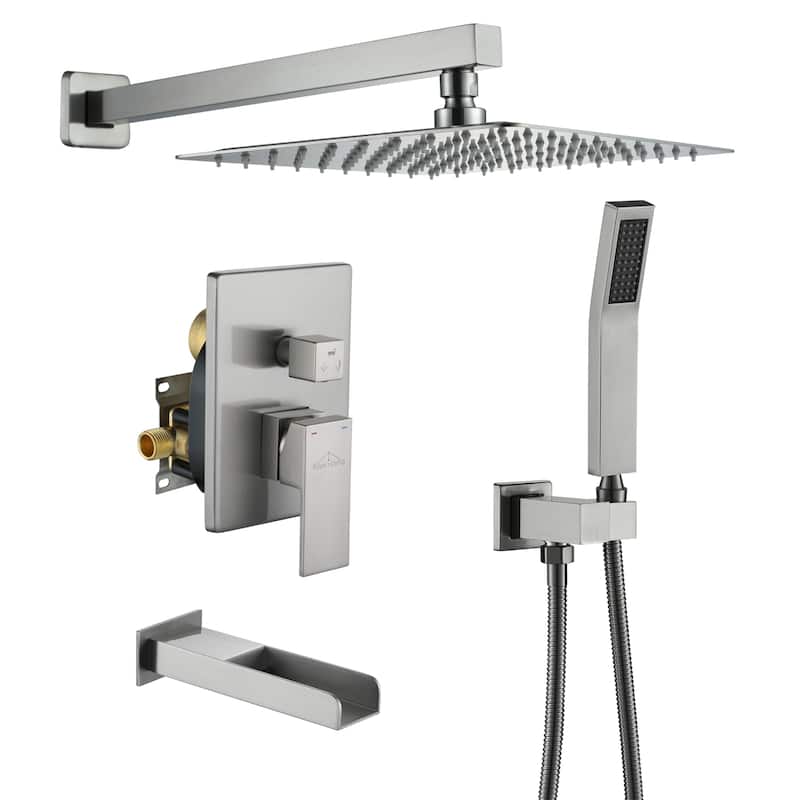3-Function 10/12-In Wall Mounted Shower System with Handheld Shower - 10" - Brushed Nickel