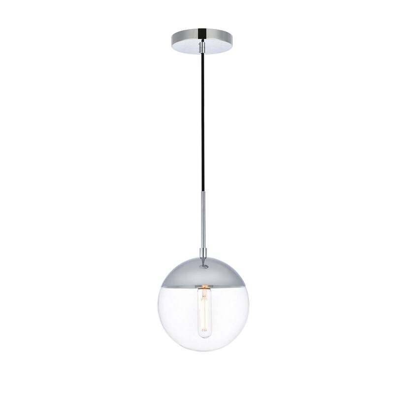 1-light Mid-century Adjustable Pendant with 8-inch Glass Orb Shade