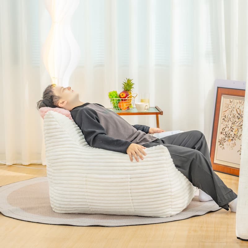 Corduroy Fabric Bean Bag Chair, Lounge Lazy Floor Sofa Chair with High-Resilience Shredded Foam, Supportive Armrests