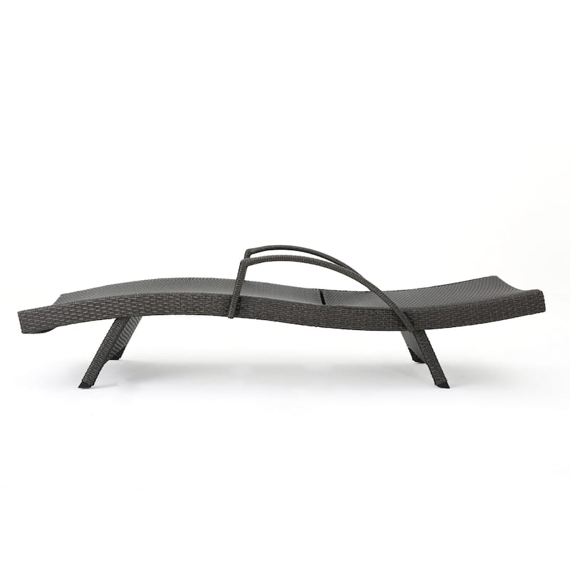 Mach Chaise Lounger Set of 2, Dark Gray Rattan Wicker, Outdoor, 79 Inch