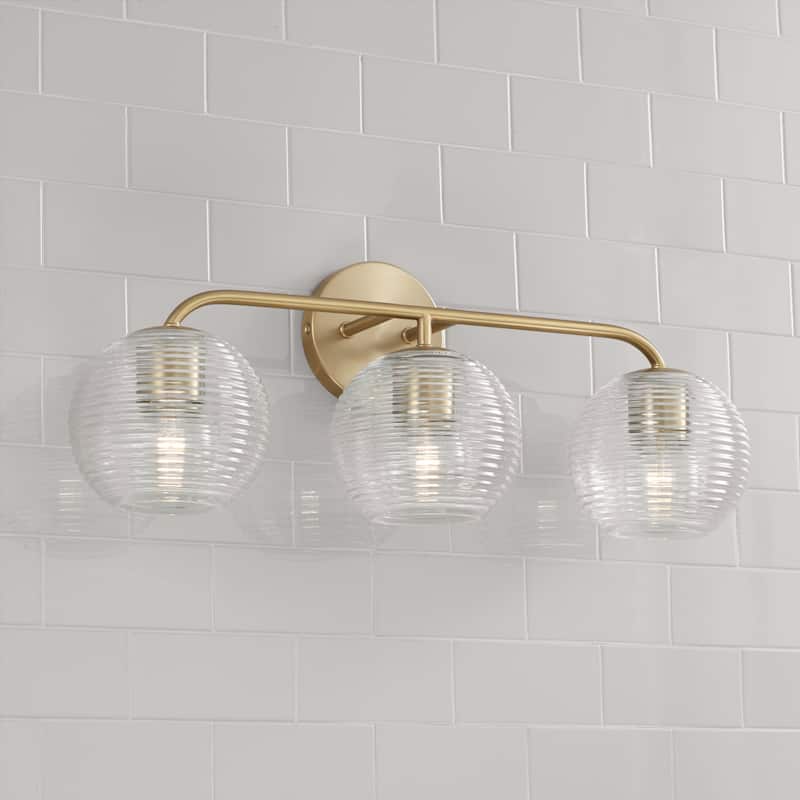 Dolan 3-light Bath/ Vanity Fixture w/ Clear Ribbed Glass