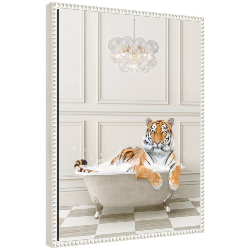 Kate and Laurel Sylvie Tiger Traditional Chandelier Bath Framed Canvas by Amy Peterson - 18x24
