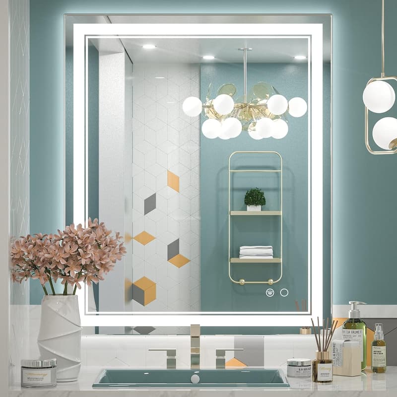 Keonjinn LED Front Light Bathroom Vanity Wall Mirror, Anti-Fog, Dimmable