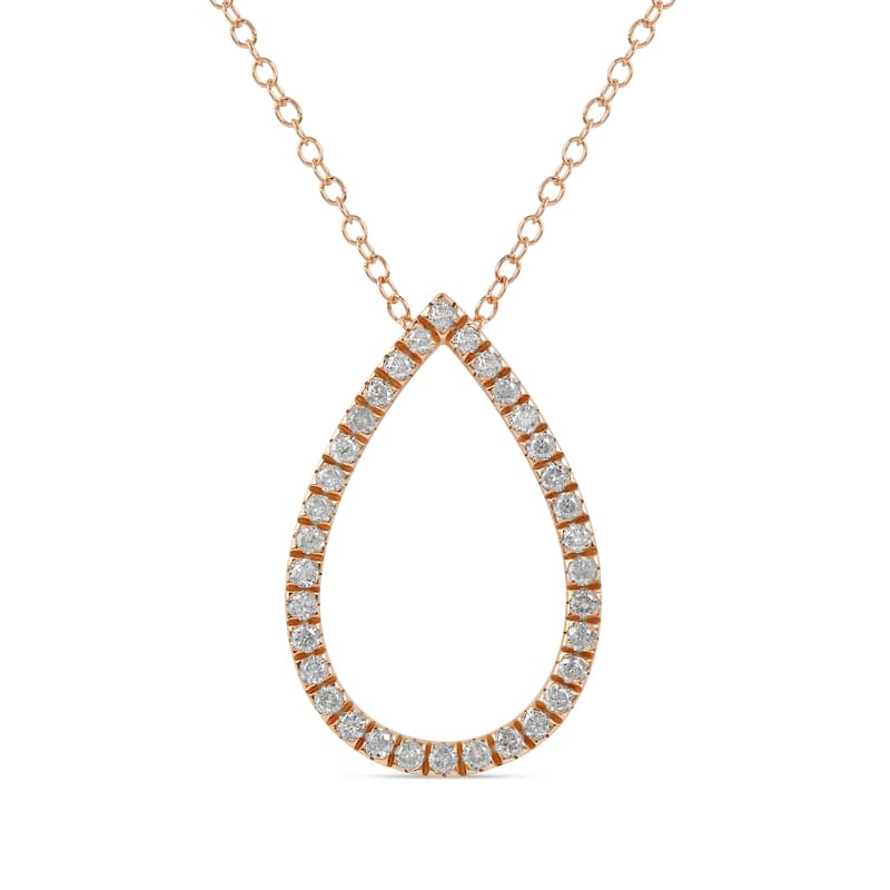 1/6ct - 1ct TDW 14K Gold Open Pear Diamond Pendant Necklace for Women