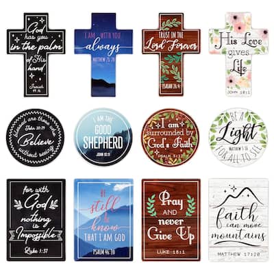12 Pack Inspirational Refrigerator Magnets with Bible Verses, Scripture (3 Sizes)