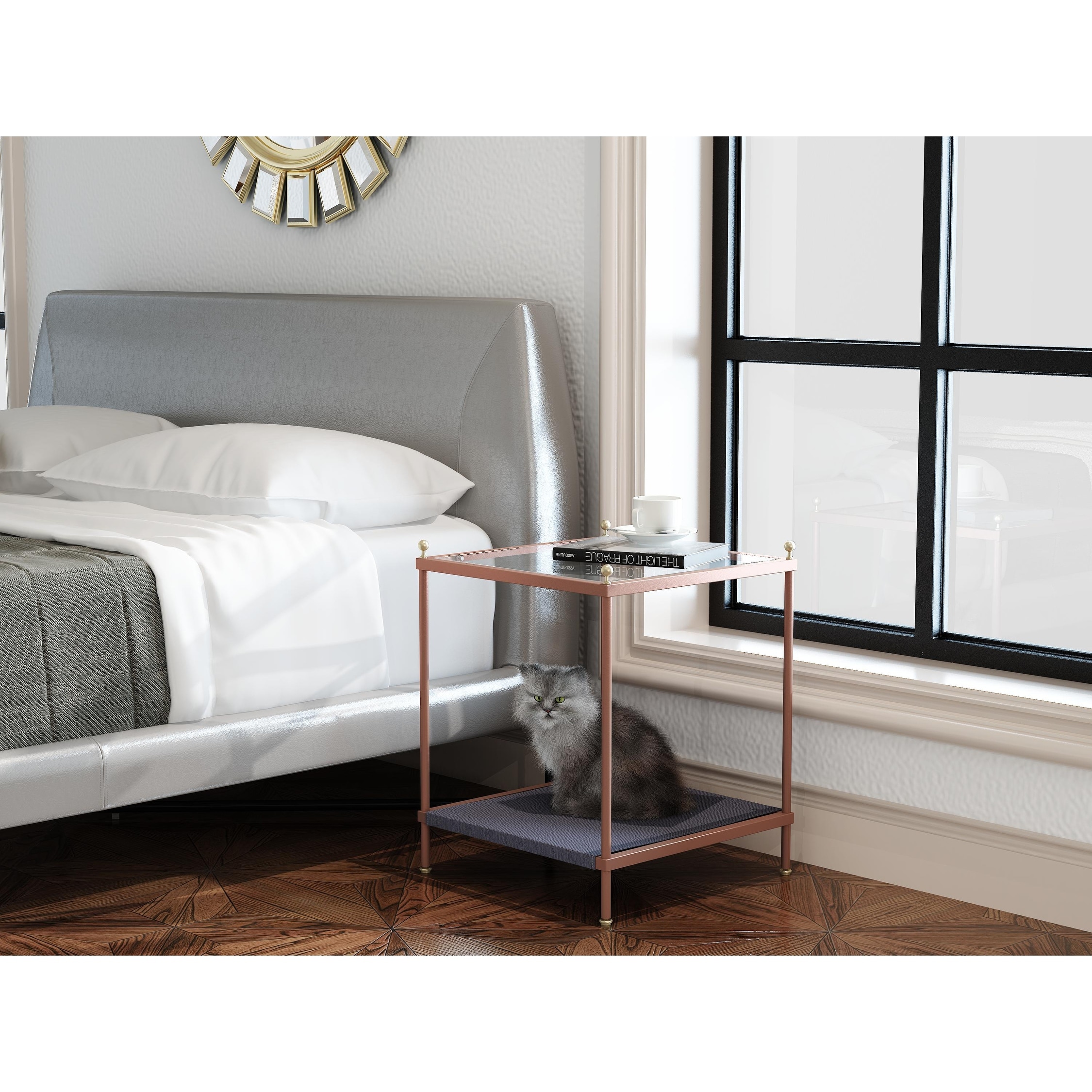 Coffee Table Tempered Glass Tabletop Coffee Table,Multi-function Easy Assembly Minimalist Creative Metal Tea Table