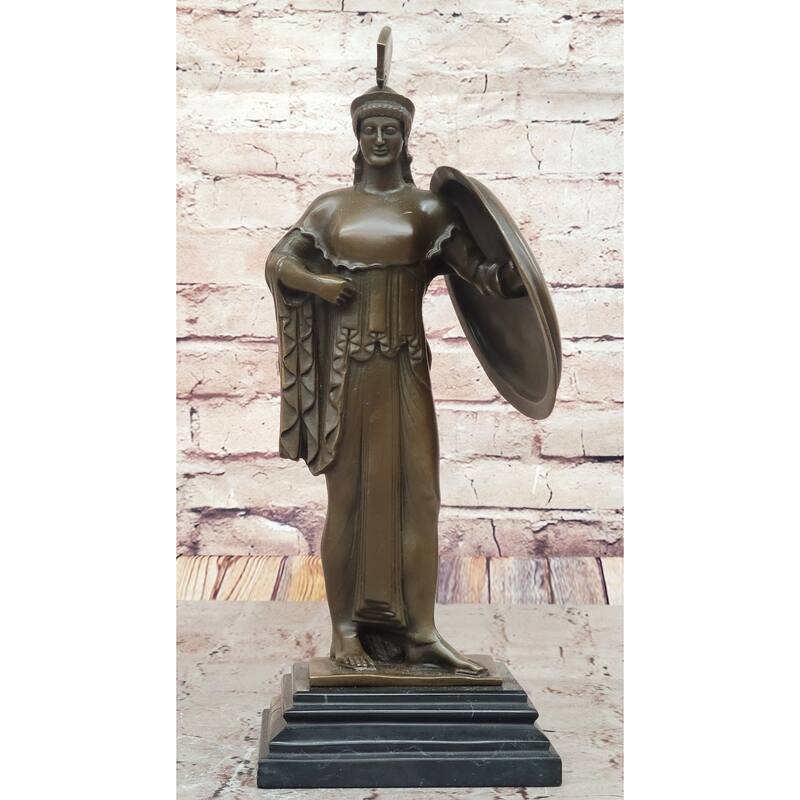 Bronze Sculpture Of Athena With Shield And Helmet By Milo