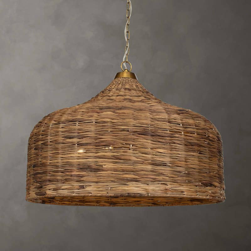 Uttermost 21616 Tauranga 5 Light 30" Wide Pendant with Seagrass Shade