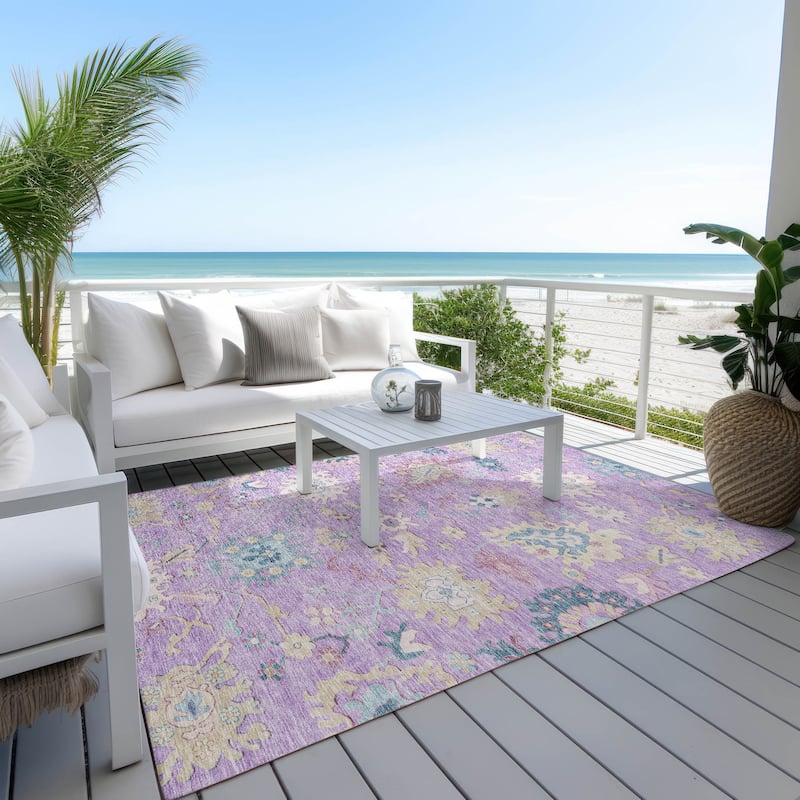 Machine Washable Indoor/ Outdoor Causal Traditional Chantille Rug
