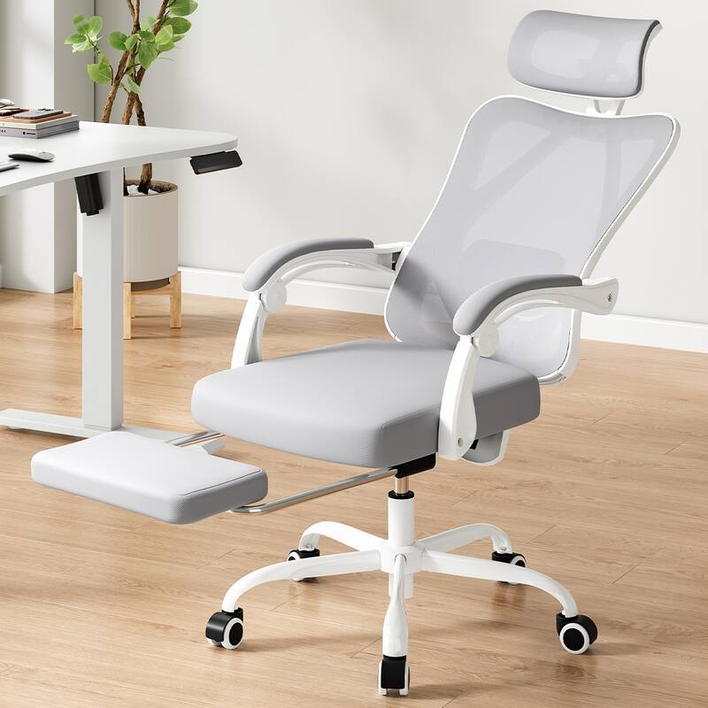 Ergonomic Office Chair with Footrest, Office Desk Chair with Headrest, High Back Computer Chair with Adjustable Lumbar Support