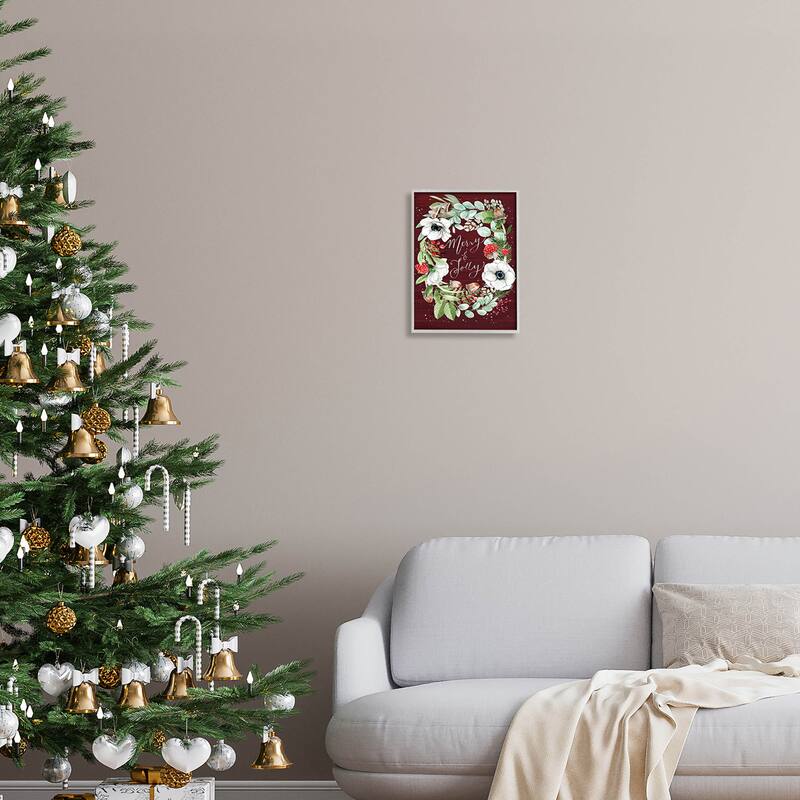 Stupell Merry & Jolly Seasonal Mushroom Wreath Framed Giclee Art by Caverly Smith