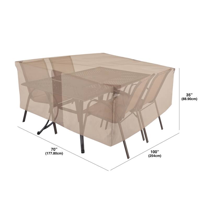 Modern Leisure Monterey Patio Dining Set Cover, 100" W x 70" D x 35" H, Beige