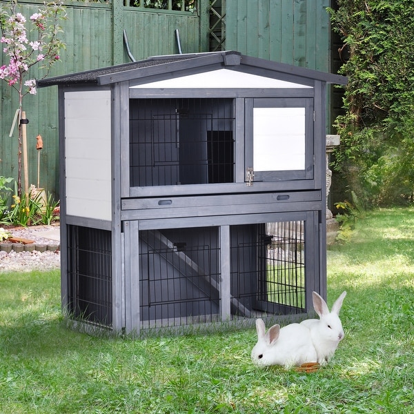 Pawhut 2 story outlet rabbit hutch