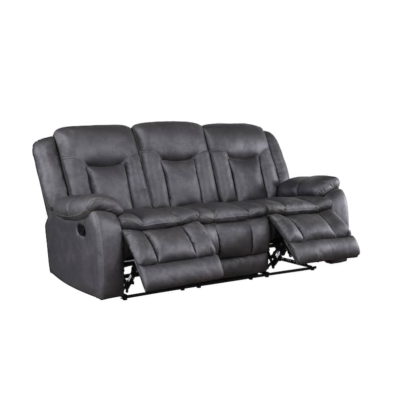 Olaf Dual Manual Recliner Sofa, Dark Gray Faux Leather 88 Inch