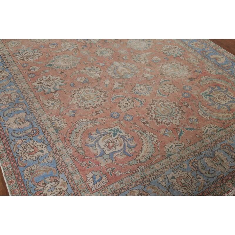 Traditional Tabriz Persian Vintage Rug Handmade Oriental Wool Carpet - 7'4"x 10'7"