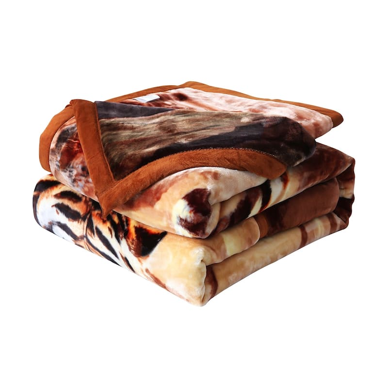 2 Ply A&B Printed Raschel Bed Blanket 85" x 95"-10 Pounds