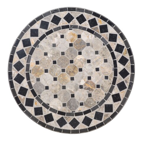 Laguna Black Outdoor Bistro Table with Marble Tile Top