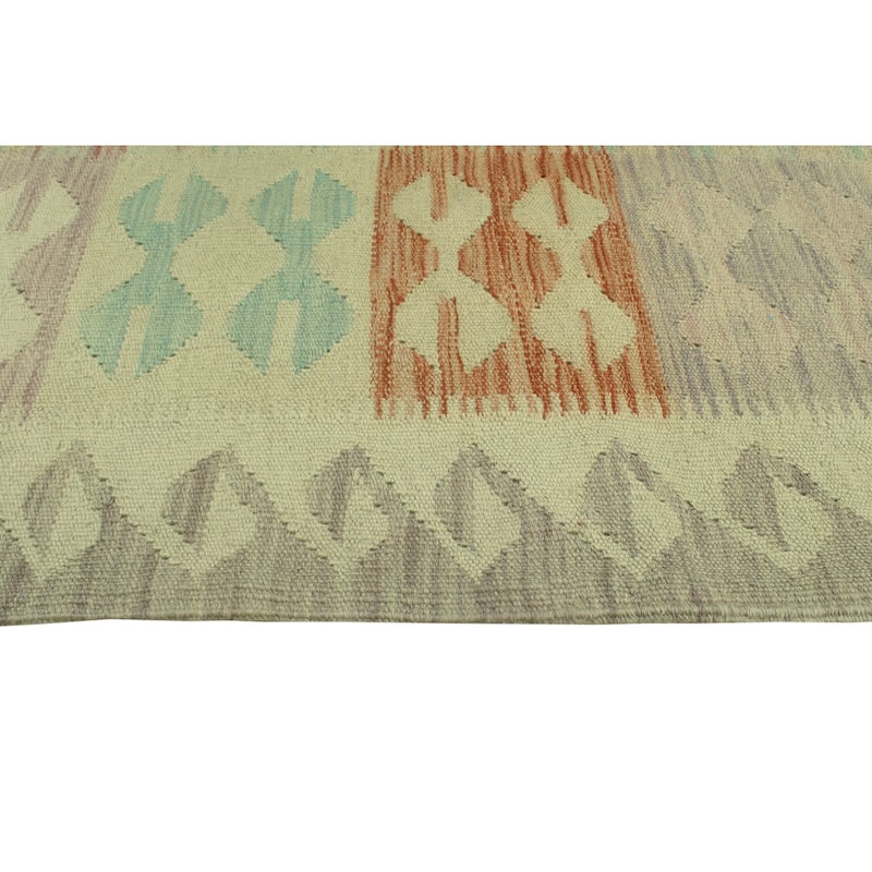 Sun Faded Flatweave Chasity Green/Red Rug - 6'6" x 9'9"