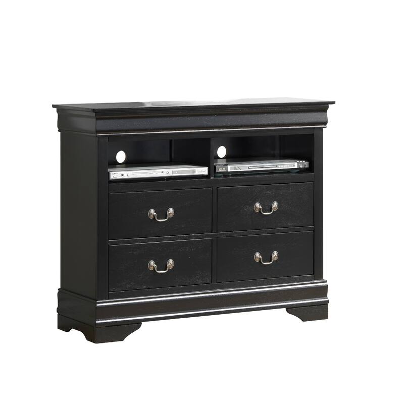 4-Drawer Wooden TV Media Chest - 42" - Black