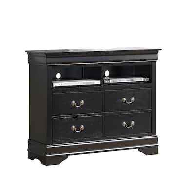 4-Drawer Wooden TV Media Chest - 42" - Black