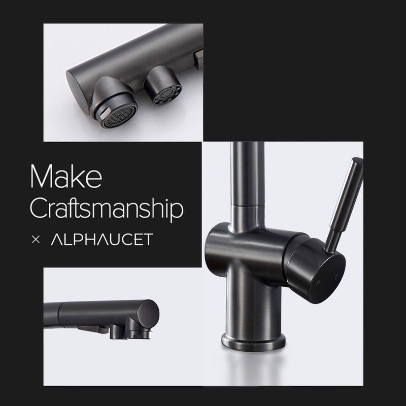 ALPHAUCET Single Handle Pull-Out Sprayer Kitchen Faucet