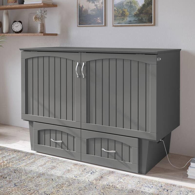 Nantucket Murphy Bed Chest with Mattress and Built-in Charging Station