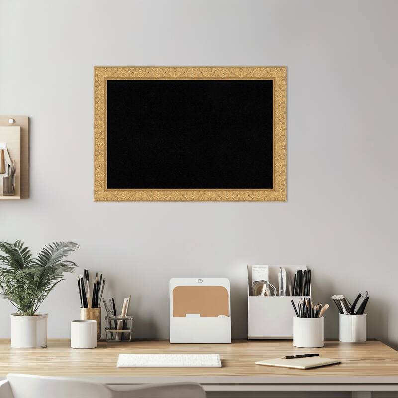 Lila Gold Wood Framed Cork Board - Bulletin Board, Organization Board, Pin Board