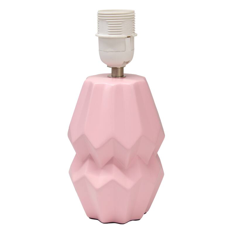 Geometric Ceramic Table Lamp with White Drum Shade - 19.5" - Pink