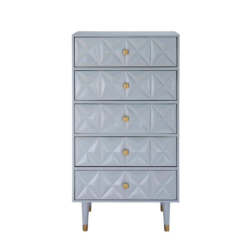 Bea Five Drawer Geo Dresser Chest - Grey