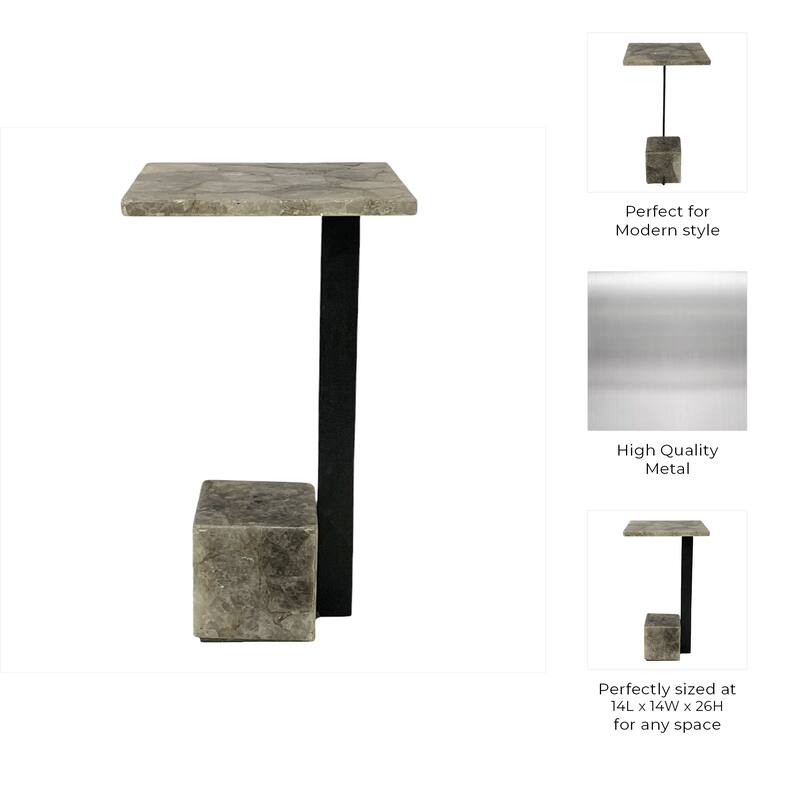 Metal Accent Table Modern Geometric Base Sleek Contemporary Design