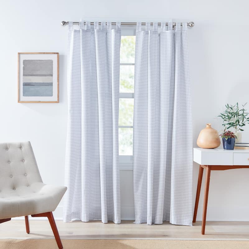 Tommy Hilfiger Mini Check Curtain Panel Pair - Dark Grey - 108 Inches