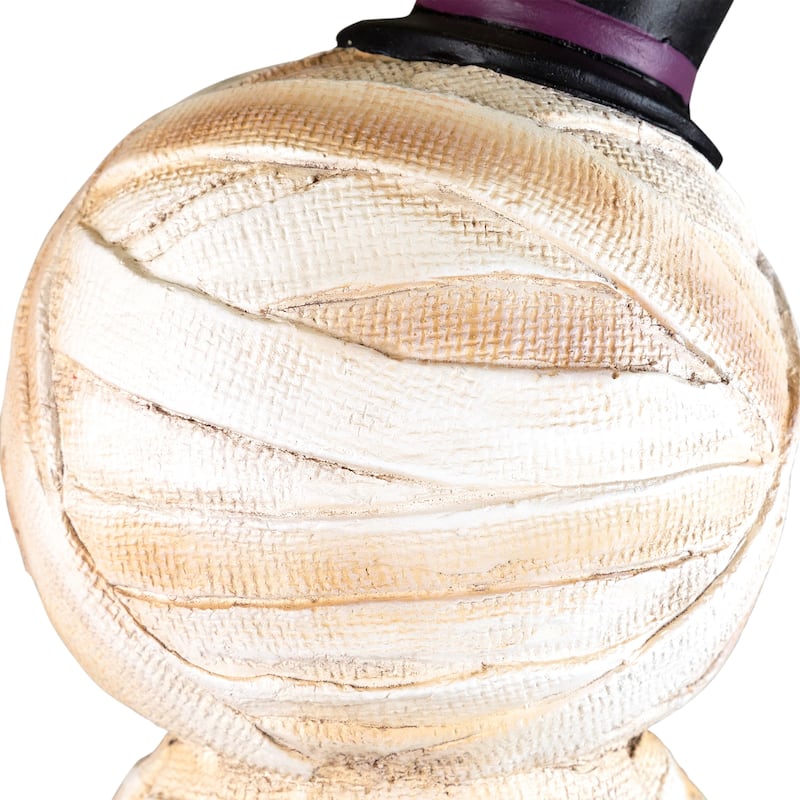 Mummy in Top Hat Holding Jack-O-Lantern Candy Dish Halloween Decoration - 23"