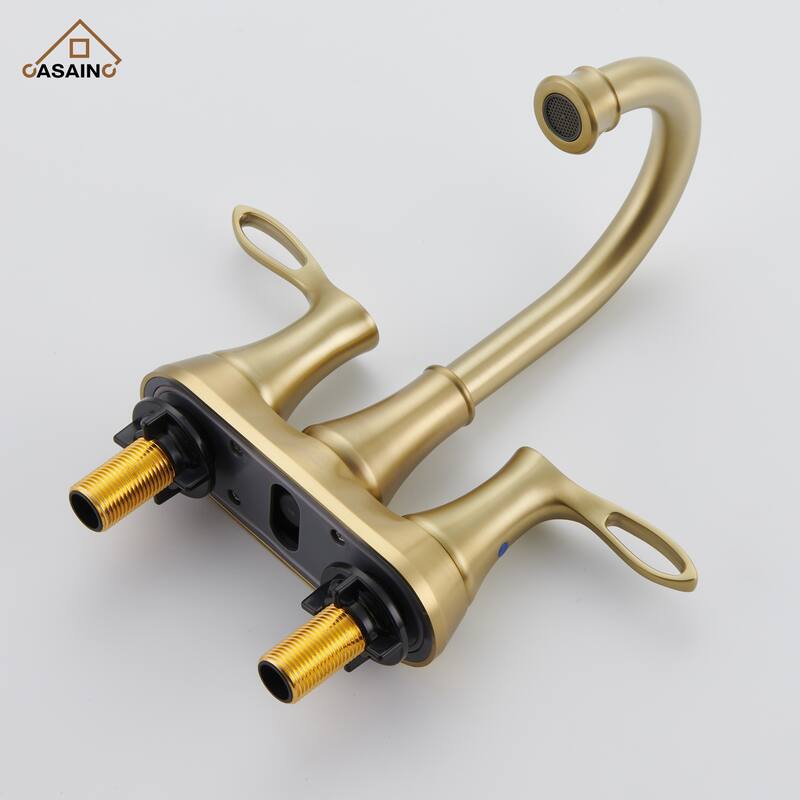 4 in. Centerset Double Handle Bathroom Faucet with Drain Kit Included