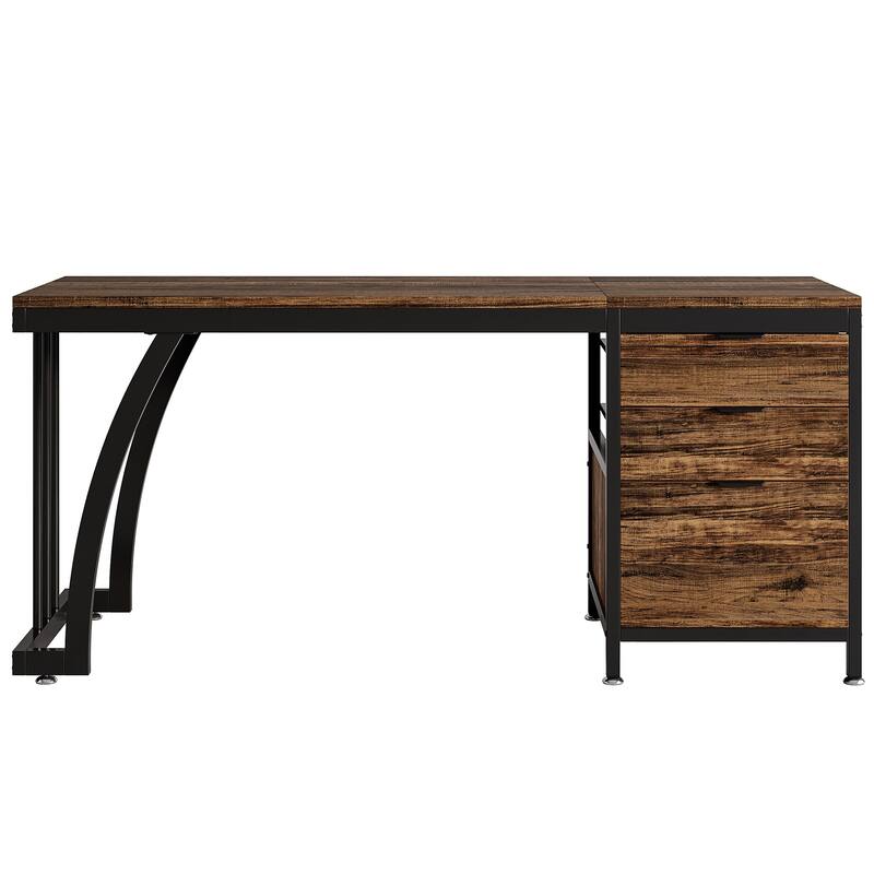 59" Large Vanity Desk with 3 Reversible Drawers, Chic Makeup Dressing Table Vanity Station for Women Girls Bedroom