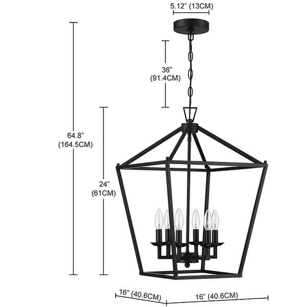 6 Matte Black Light Pendant 16"x16"x24" Bed Bath & Beyond 33798000