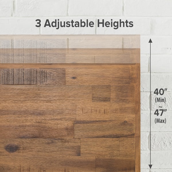 dimension image slide 1 of 5, Priage by ZINUS Brown Wood Platform Bed Frame with Adjustable Headboard
