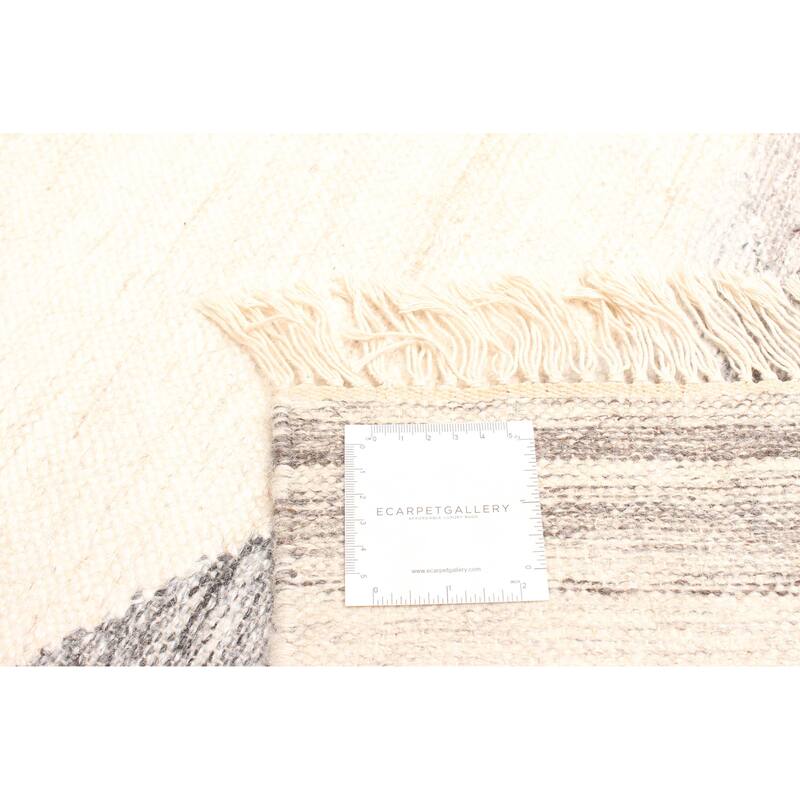 ECARPETGALLERY Flat-Weave Ankara FW Cream Wool Kilim - 5'1 x 7'7