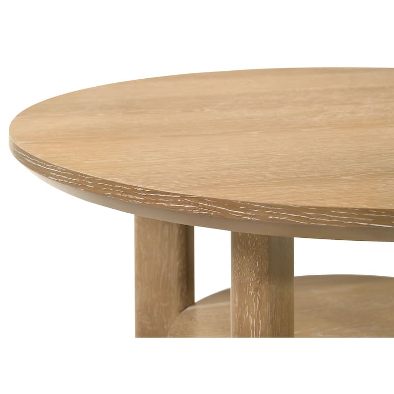 Ottowa 22-Inch Round Wood Side End Table with Shelf - 22" x 22" x 23.75"