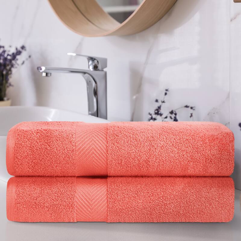 Superior Soft Oversize Zero Twist Cotton Bath Sheets (Set of 2) - Coral