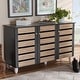 preview thumbnail 9 of 9, Contemporary 3-door Slatted Wood 14-pair Shoe Storage Cabinet