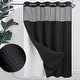 preview thumbnail 37 of 111, No Hook Waffle Weave Shower Curtain with Snap-in Liner 71"Wx74"L - Black