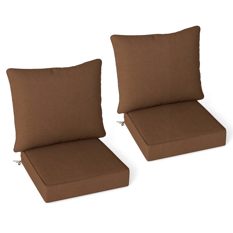 Gymax 2PCS Deep Seat Chair Cushion Pads Set Indoor/Outdoor w/ Rope - Brown