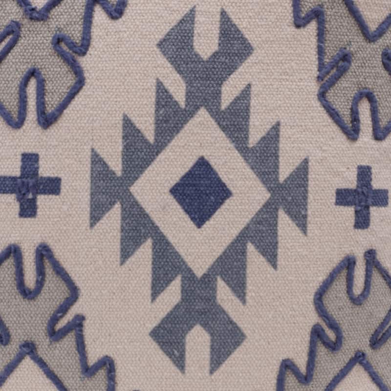 HomeRoots 20" X 20" Blue And Gray 100% Cotton Geometric Zippered Pillow