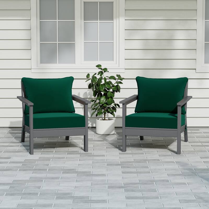 Birchwood All Weather HDPE Outdoor Patio Gray Deep Seating Conversation Set With Cushions (2-Piece)