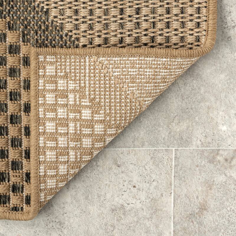 Abani Rugs Patio PAT110A Outdoor Diamond Pattern Cream Beige Area Rug