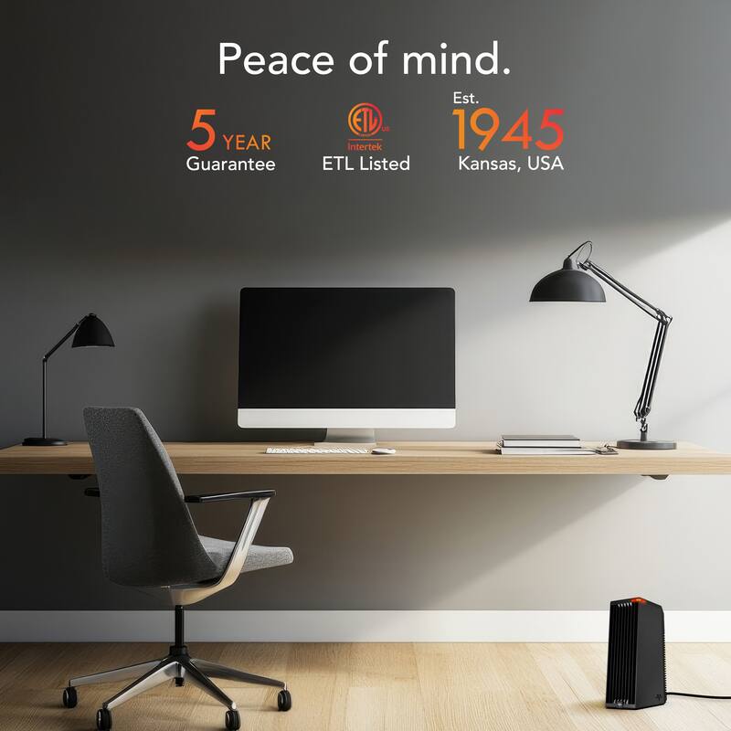 Vornado Rise 12H Small Room Personal Tower Heater, Advanced Safety