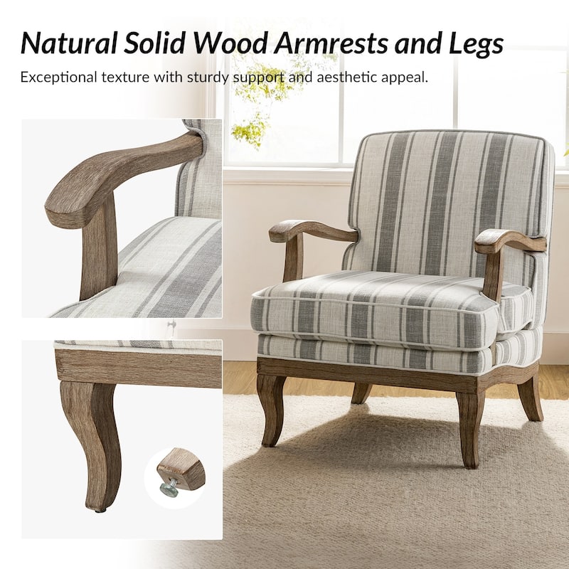 Rinaldo Farmhouse Upholstered Armchair with Solid Wood Legs by HULALA HOME