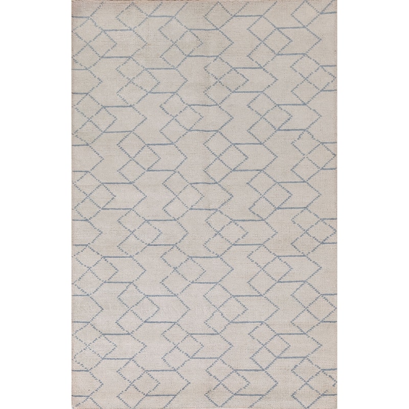Trellis / Moroccan Indian Area Rug Handmade Wool Carpet - 5'1"x 7'10"