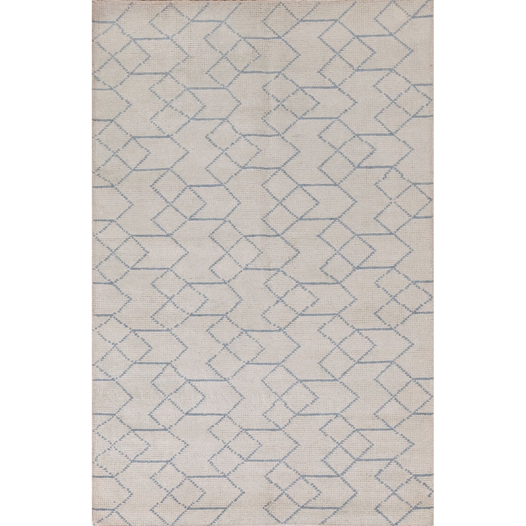 Trellis / Moroccan Indian Area Rug Handmade Wool Carpet - 5'1"x 7'10"